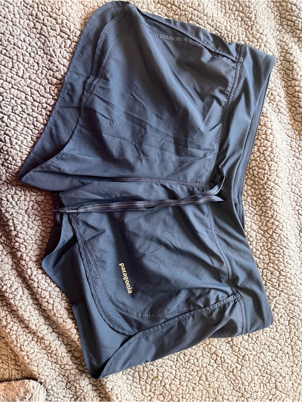 Patagonia Slate Blue Women's Athletic Shorts with Black Lining